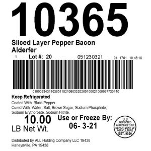 Sliced Layer Pepper Bacon Alderfer