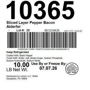 Sliced Layer Pepper Bacon Alderfer