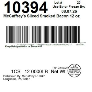 McCaffrey's Sliced Smoked Bacon 12 oz