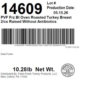 PVF Frz BI Oven Roasted Turkey Breast 2/cs Raised Without Antibiotics