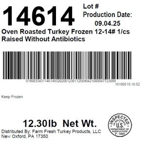 Oven Roasted Turkey Frozen 12-14# 1/cs Raised Without Antibiotics