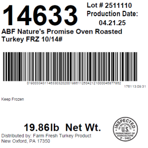 ABF Nature's Promise Oven Roasted Turkey FRZ 10/14#