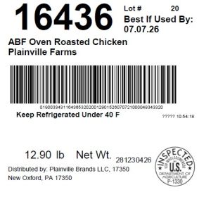 ABF Oven Roasted Chicken Plainville Farms