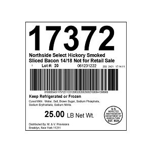 Northside Select Hickory Smoked Sliced Bacon 14/18 Not for Retail Sale