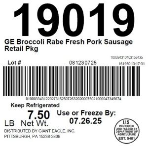 GE Broccoli Rabe Fresh Pork Sausage Retail Pkg
