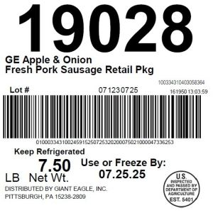 GE Apple & Onion Fresh Pork Sausage Retail Pkg