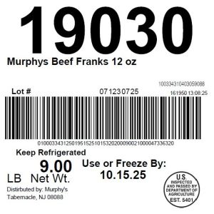 Murphys Beef Franks 12 oz