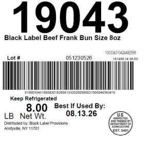 Black Label Beef Frank Bun Size 8oz