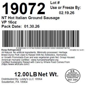 NT Hot Italian Ground Sausage VP 16oz
