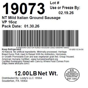 NT Mild Italian Ground Sausage VP 16oz