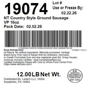 NT Country Style Ground Sausage VP 16oz
