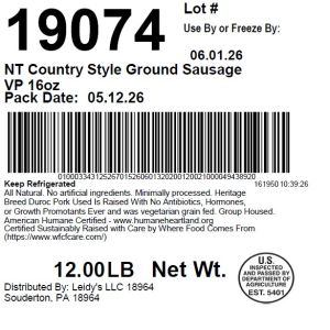 NT Country Style Ground Sausage VP 16oz