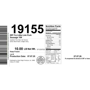 IRP Frz Little Link Pork Sausage 10#