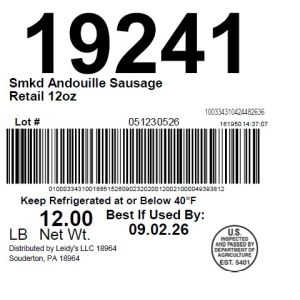 Smkd Andouille Sausage Retail 12oz