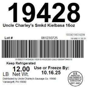 Uncle Charley's Smkd Kielbasa 16oz