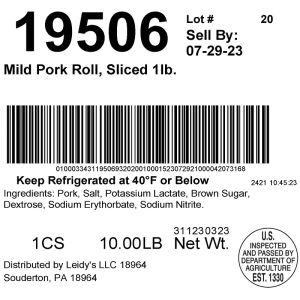 Mild Pork Roll Sliced 1lb