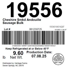 Cheshire Smkd Andouille Sausage Bulk