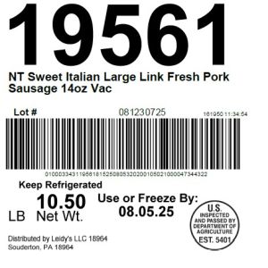 NT Sweet Italian Large Link Fresh Pork Sausage 14oz Vac