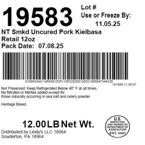 NT Smkd Uncured Pork Kielbasa Retail 12oz