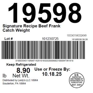 Signature Recipe Beef Frank Catch Weight