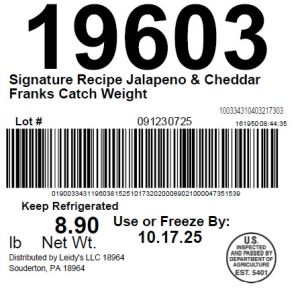 Signature Recipe Jalapeno & Cheddar Franks Catch Weight