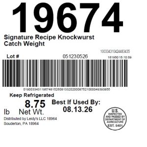 Signature Recipe Knockwurst Catch Weight