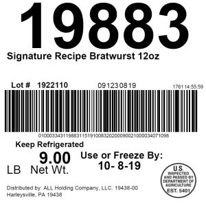 Signature Recipe Bratwurst 12oz