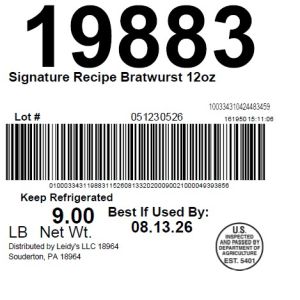 Signature Recipe Bratwurst 12oz