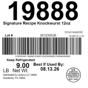 Signature Recipe Knockwurst 12oz