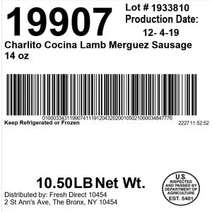 Charlito Cocina Lamb Merguez Sausage 14 oz