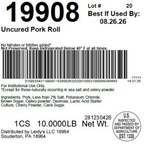 Uncured Pork Roll