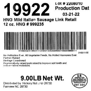HNG Mild Italian Sausage Link Retail 12 oz. HNG # 999235