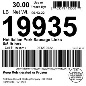 Hot Italian Pork Sausage Links 6/5 lb box