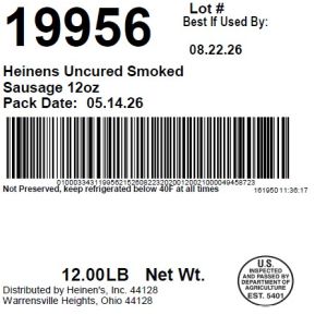 Heinens Uncured Smoked Sausage 12oz