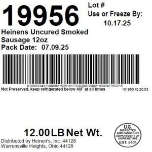 Heinens Uncured Smoked Sausage 12oz