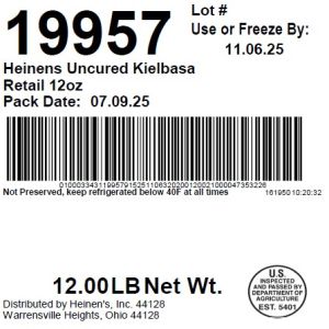 Heinens Uncured Kielbasa Retail 12oz