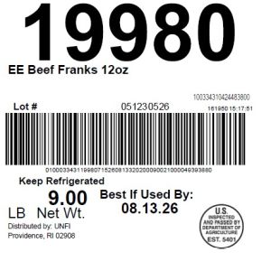 EE Beef Franks 12oz