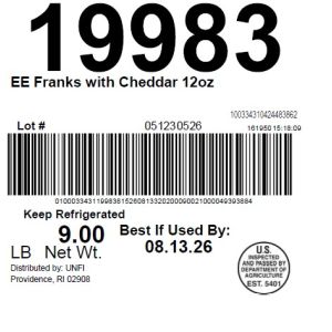 EE Franks with Cheddar 12oz