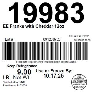 EE Franks with Cheddar 12oz