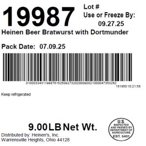 Heinen Beer Bratwurst with Dortmunder