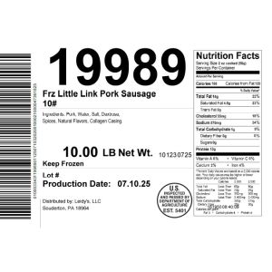 Frz Little Link Pork Sausage 10#