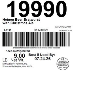Heinen Beer Bratwurst with Christmas Ale