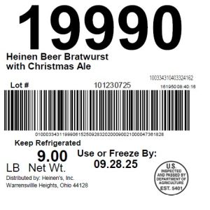 Heinen Beer Bratwurst with Christmas Ale