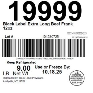 Black Label Extra Long Beef Frank 12oz