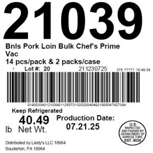 Bnls Pork Loin Bulk Chef's Prime Vac