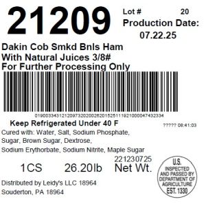 Dakin Cob Smkd Bnls Ham With Natural Juices 3/8#