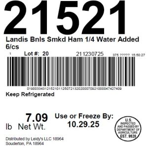Landis Bnls Smkd Ham 1/4 Water Added 6/cs