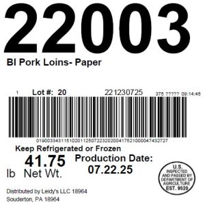 BI Pork Loins- Paper