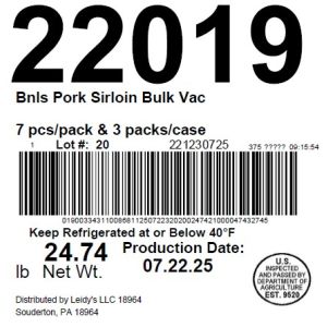 Bnls Pork Sirloin Bulk Vac