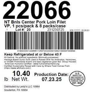 NT Bnls Center Pork Loin Filet VP, 1 pcs/pack & 8 packs/case